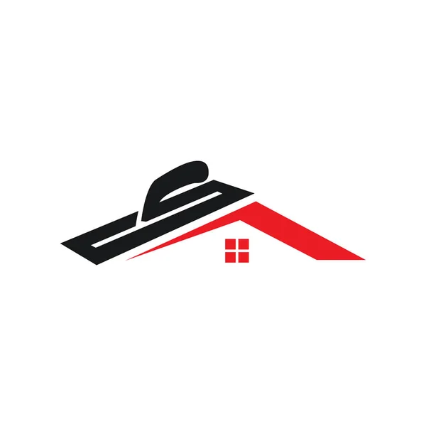 Moderne Verputz Logo Design Vektor Exterieur Und Interieur Haus Arbeitslogo — Stockvektor