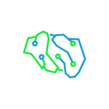 Sanat alanında yaratıcı beyin teknolojisi logosu tasarımı. Teknik Beyin Logosu tasarım vektör şablonu. Fikir kavramını düşün. Beyin fırtınası gücü beyin simgesi logosu