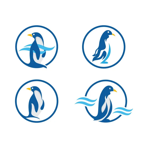 Set Pinguin Illustration Mascotte Logo Bon Pour Mascotte Icône Bannière — Image vectorielle