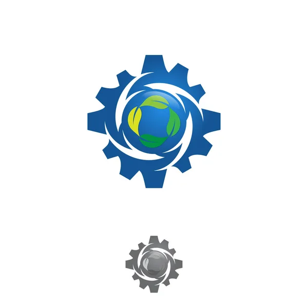 Дизайн Логотипу Gear Tech Листям Вашої Кращої Бізнес Компанії Векторні — стоковий вектор