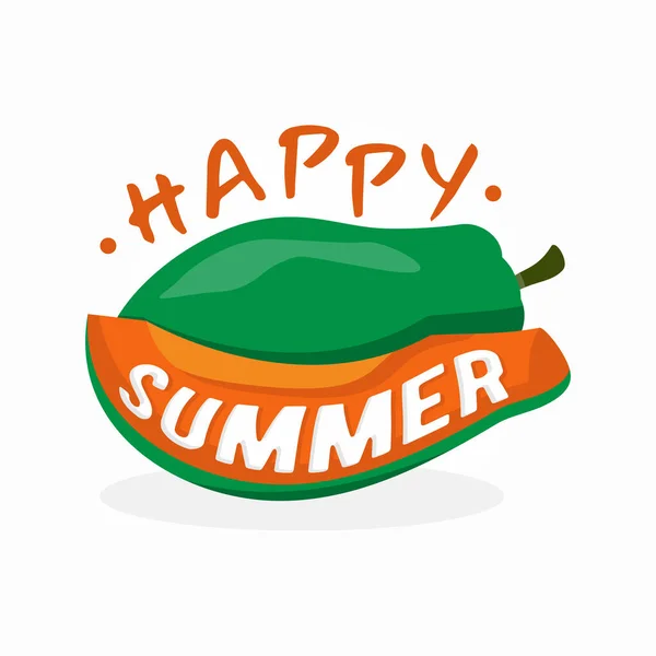 Σχεδιασμός Καλοκαιρινών Διανυσματικών Προτύπων Happy Summer Κείμενο Papaya Διάνυσμα Φόντο — Διανυσματικό Αρχείο