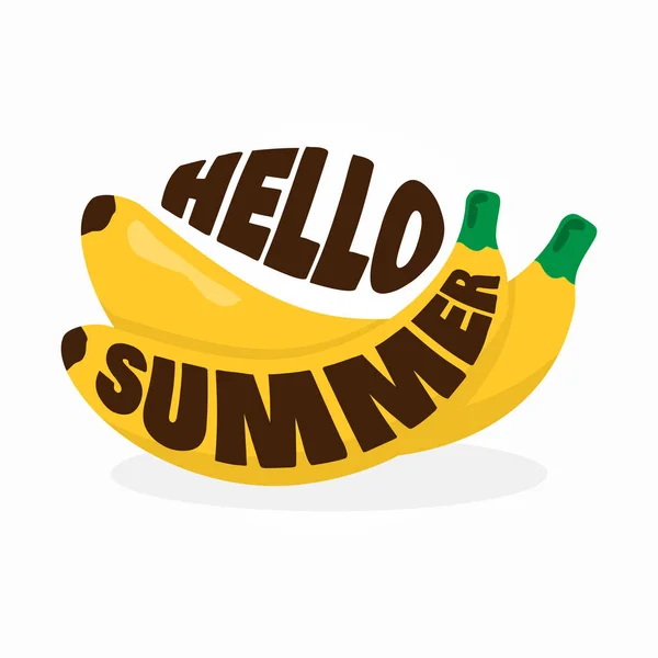 Design Von Sommer Vektorvorlagen Hallo Sommer Text Bananenvektorhintergrund Für Urlaubsgrüße — Stockvektor