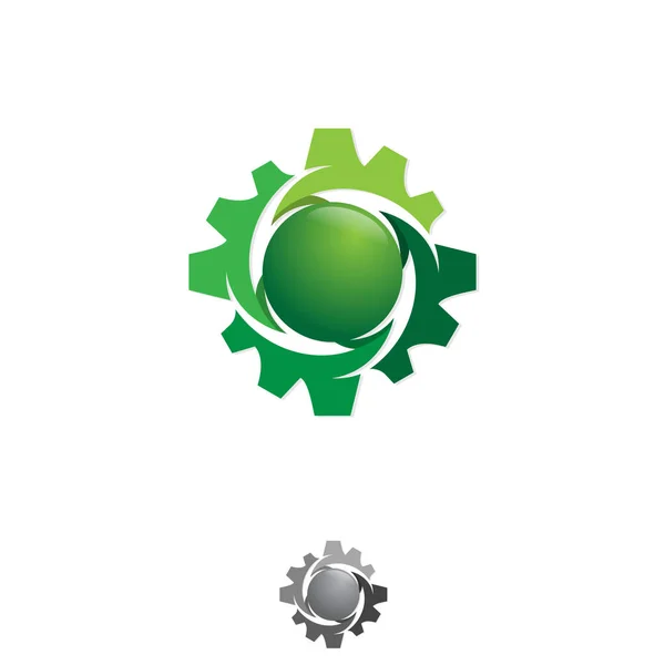 Значок Логотипу Green Gear Символ Векторний Шаблон Векторні Ілюстрації Eps — стоковий вектор