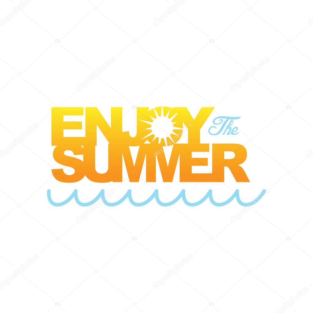 Enjoy summer or Summer logo icon set vector design illustration. Beach and simple ocean wave flat design vector. Abstract creative logo summer season