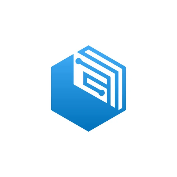 Logotipo Tecnologia Hexágono Com Circuito Linha Imagem Vetorial Design Logotipo — Vetor de Stock