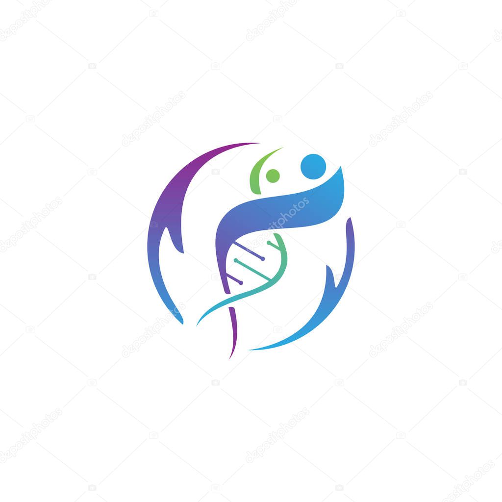 DNA logo design symbol for science technology. Vector illustration EPS.8 EPS.10