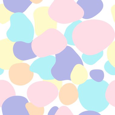 Seamless pastel pattern of pink and green and yellow and purple bubbles