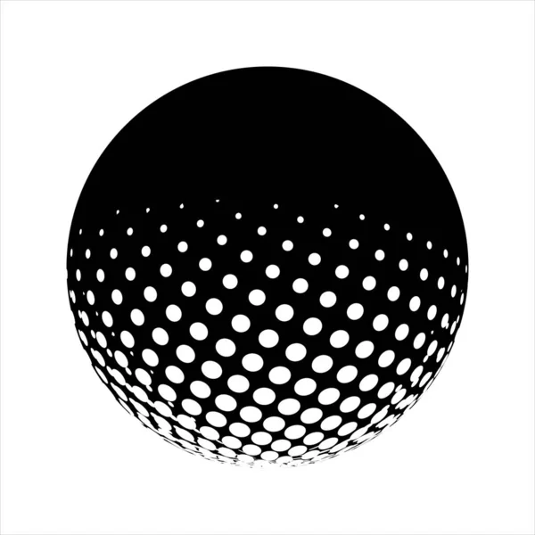 Isolated Abstract Halftone Circle Globe Dotted Sphere Halftone Effect Vector — Stockový vektor