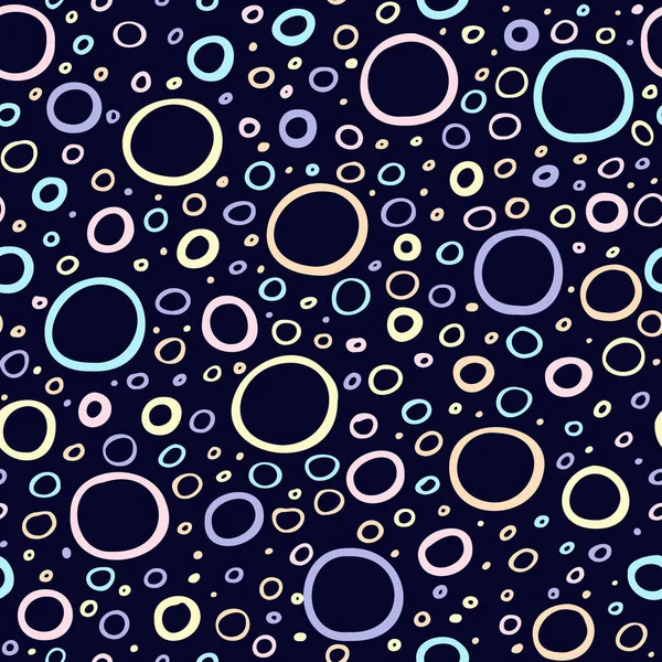 Seamless Geometric Pattern Dot Circle Bubbles Black White Doodle Style — стоковый вектор