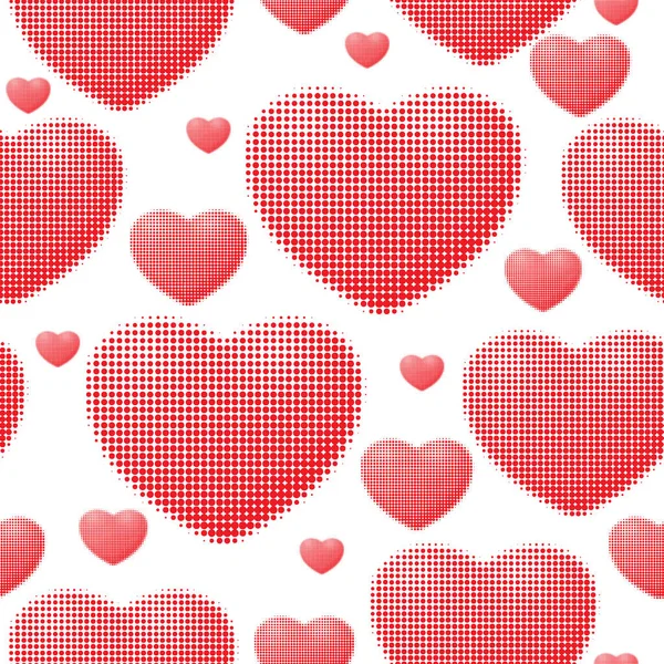 Red Heart Dotted Halftone Pop Art Style Background Fabric Wallpaper — Stock Vector