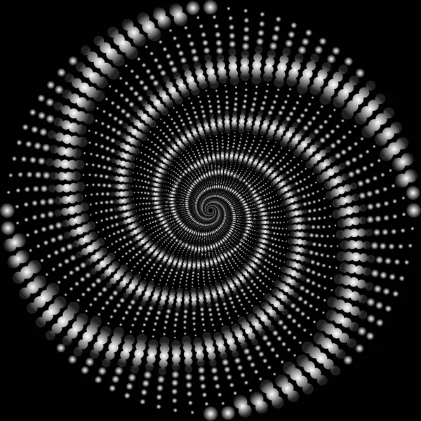 Dotted Spiral Vortex Black Background Pop Art Comic Halftone Dots — Archivo Imágenes Vectoriales