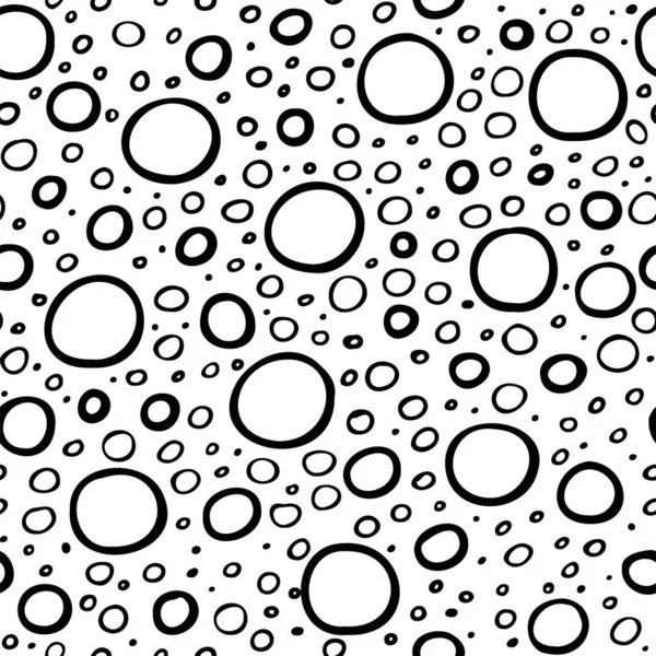 Seamless Geometric Pattern Dot Circle Bubbles Black White Doodle Style — Image vectorielle