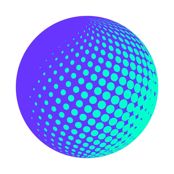 Violet Isolated Abstract Halftone Circle Globe Dotted Sphere Halftone Effect — Stockvektor