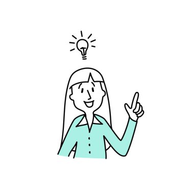 People in the office_woman with a light bulb idea_line_flat