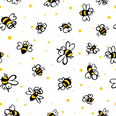 Seamless pattern with crazy bees
