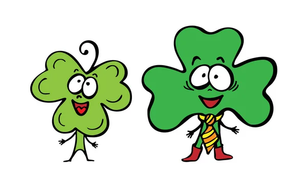 Shamrock Mascot Green Leaf Clover Patricks Day — Stock Vector