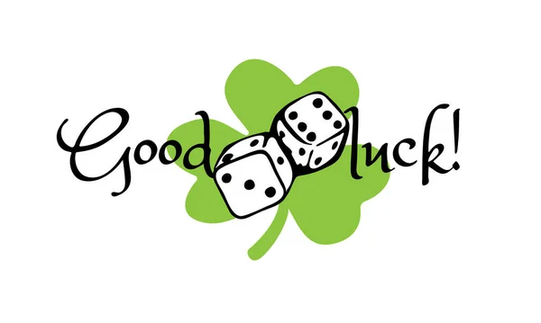 Game Text Good Luck Clover Leaf Dice — Stok Vektör