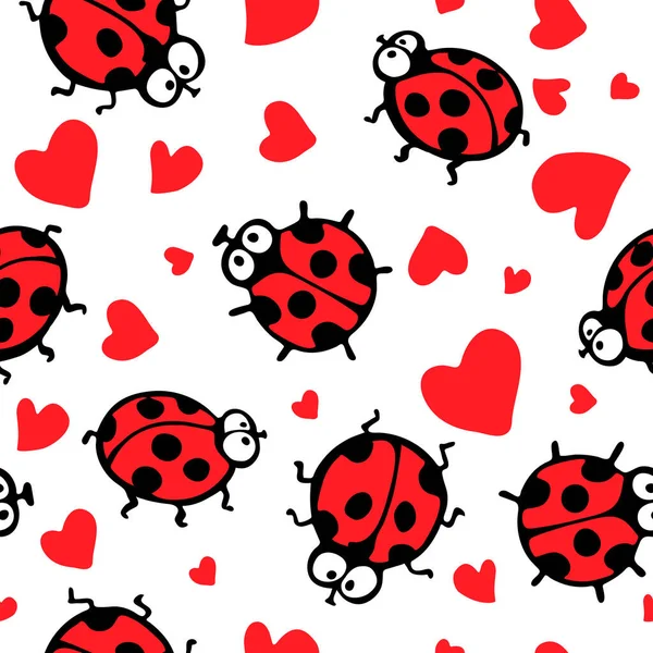 Couple Ladybugs Love Look Romantic Love Pattern — Stock Vector