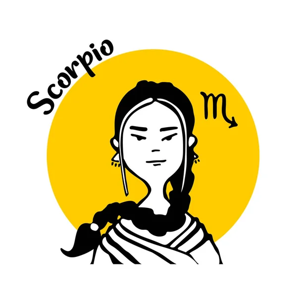 Zodiac Signs Scorpio Comic Face Character People Style Doodles Avatar — Stock vektor