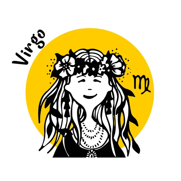 Zodiac Signs Virgo Comic Face Character People Style Doodles Avatar — Image vectorielle