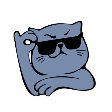 Patron gibi siyah gözlüklü havalı bir kedi.