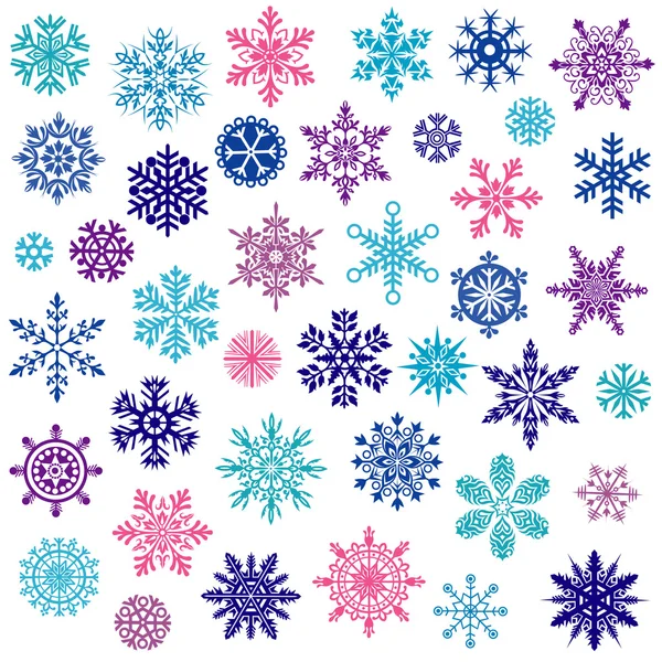 Conjunto de copos de nieve Vector — Vector de stock