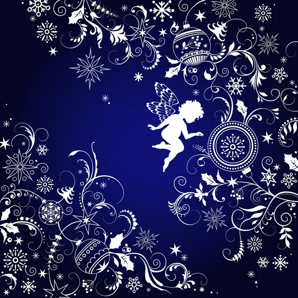 Jul bakgrund med ängel — Stock vektor
