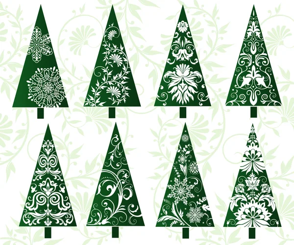 Σετ διακοσμητικά χριστουγεννιάτικων δένδρων Εικονογράφηση Αρχείου