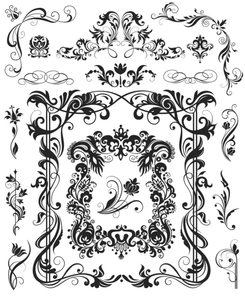 çiçek tasarım öğeleri ve çerçeve