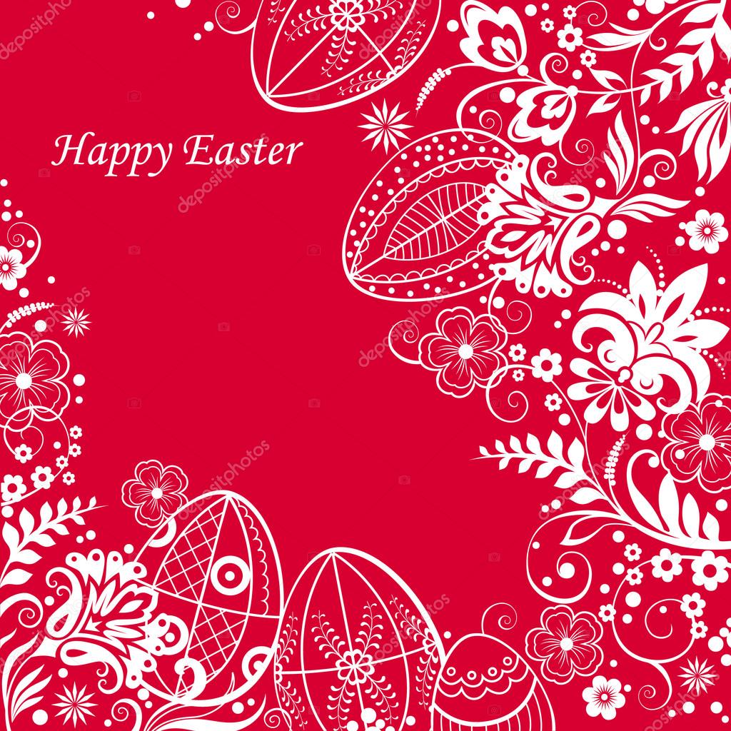 Easter decorative pattern on a red background