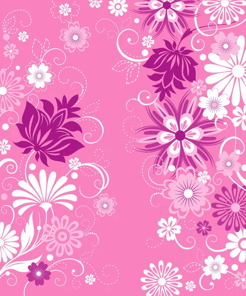 Fondo rosa con flores — Archivo Imágenes Vectoriales