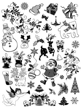 bir Noel tema öğeleri kümesi