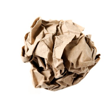 Kağıt topu üzerinde beyaz izole