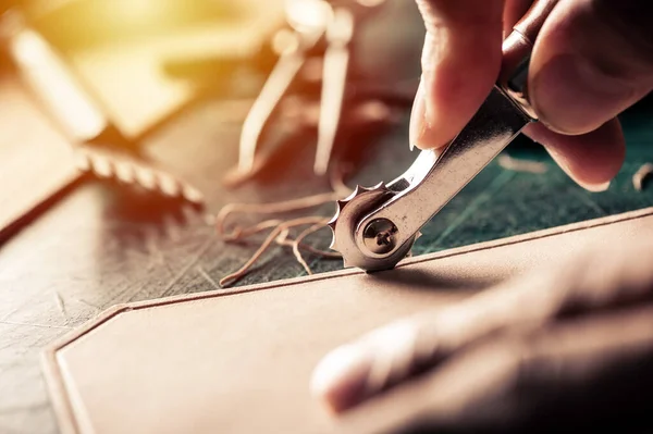 Working Vegetable Tanned Leather Leather Craft Tools — Stock Photo, Image