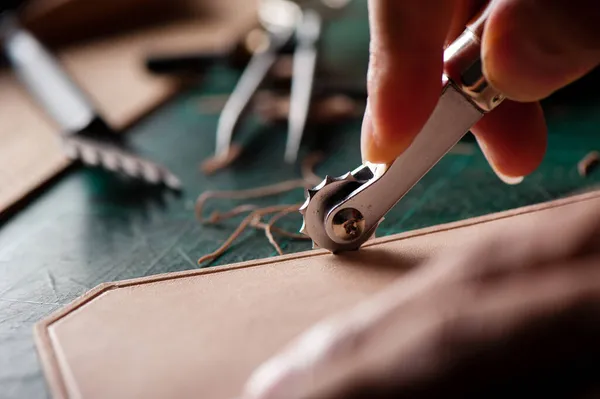 Working Vegetable Tanned Leather Leather Craft Tools — Stock Photo, Image