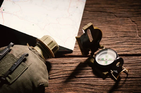 Closeup Military Style Compass Military Camping — Fotografia de Stock