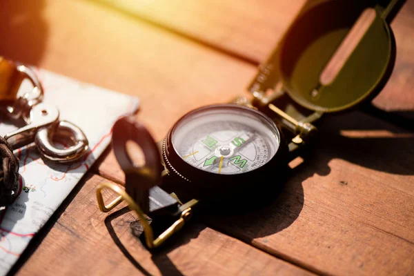 Closeup Military Style Compass Military Camping — Stockfoto