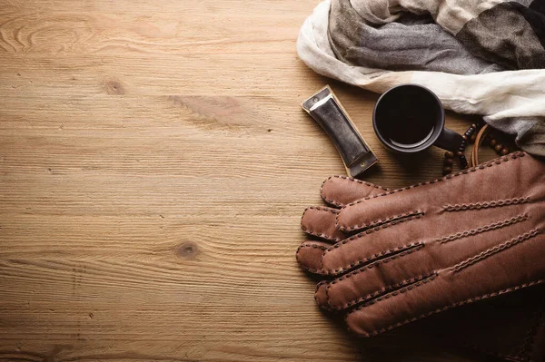 Pareja Guantes Cuero Marrón Para Hombre Otros Accesorios Para Hombre — Foto de Stock