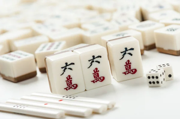 Equipos Para Mahjong Juego Mahjong Antiguo Tablero Asiático Juego —  Fotos de Stock