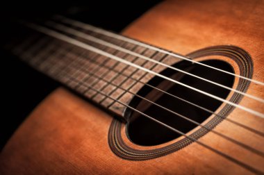 abstract classical guitar. closeup details of the guitar with shallow depth of field.