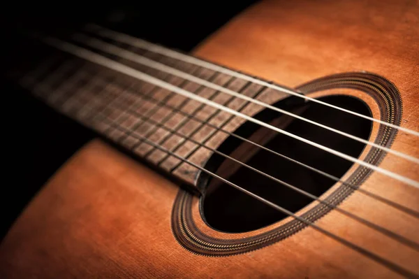 Abstract Classical Guitar Closeup Details Guitar Shallow Depth Field — Stockfoto