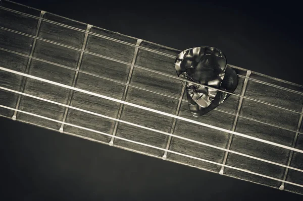 Closeup Guitar Pick Old Classical Guitar Guitar Pick Plectrum Used — Fotografia de Stock