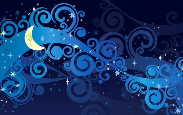 Sarı moon ile gece yıldızlı gökyüzü