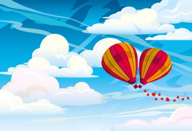 Çift kırmızı sıcak hava balonları