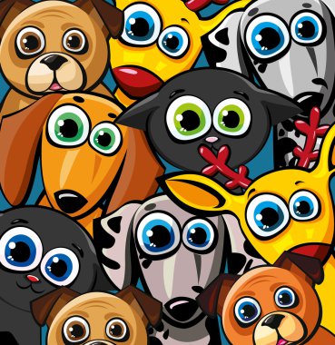 komik hayvanlar - kediler, köpekler ve geyik grupları