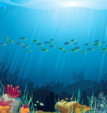 Coral reef and fish clipart