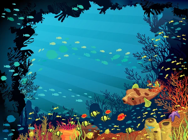 Gekleurde koraal rif — Stockvector