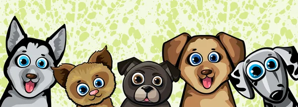 Conjunto de divertidos perros de dibujos animados — Vector de stock