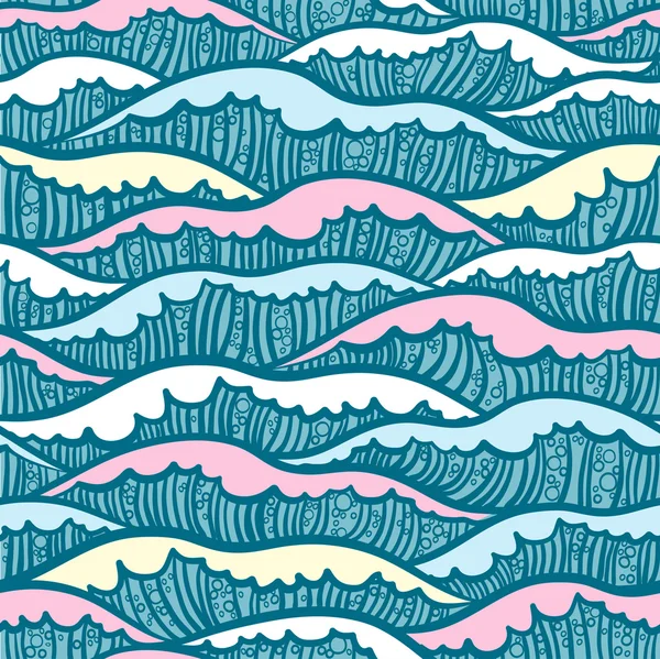 Seamless sea pattern with waves — Stock Vector