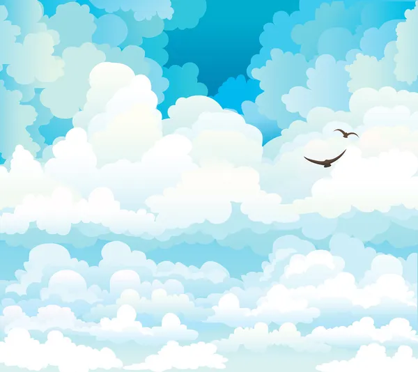 Vector clouds on a blue sky with birds — Stock Illustration Vector clouds on a blue sky with birds Royalty Free Stock Vectors